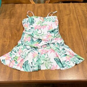 VENUS Pink and Green Tropical Print skirted Bathing Suit